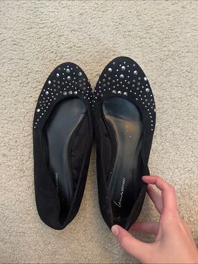 Lane Bryant Black Studded Ballet Flats